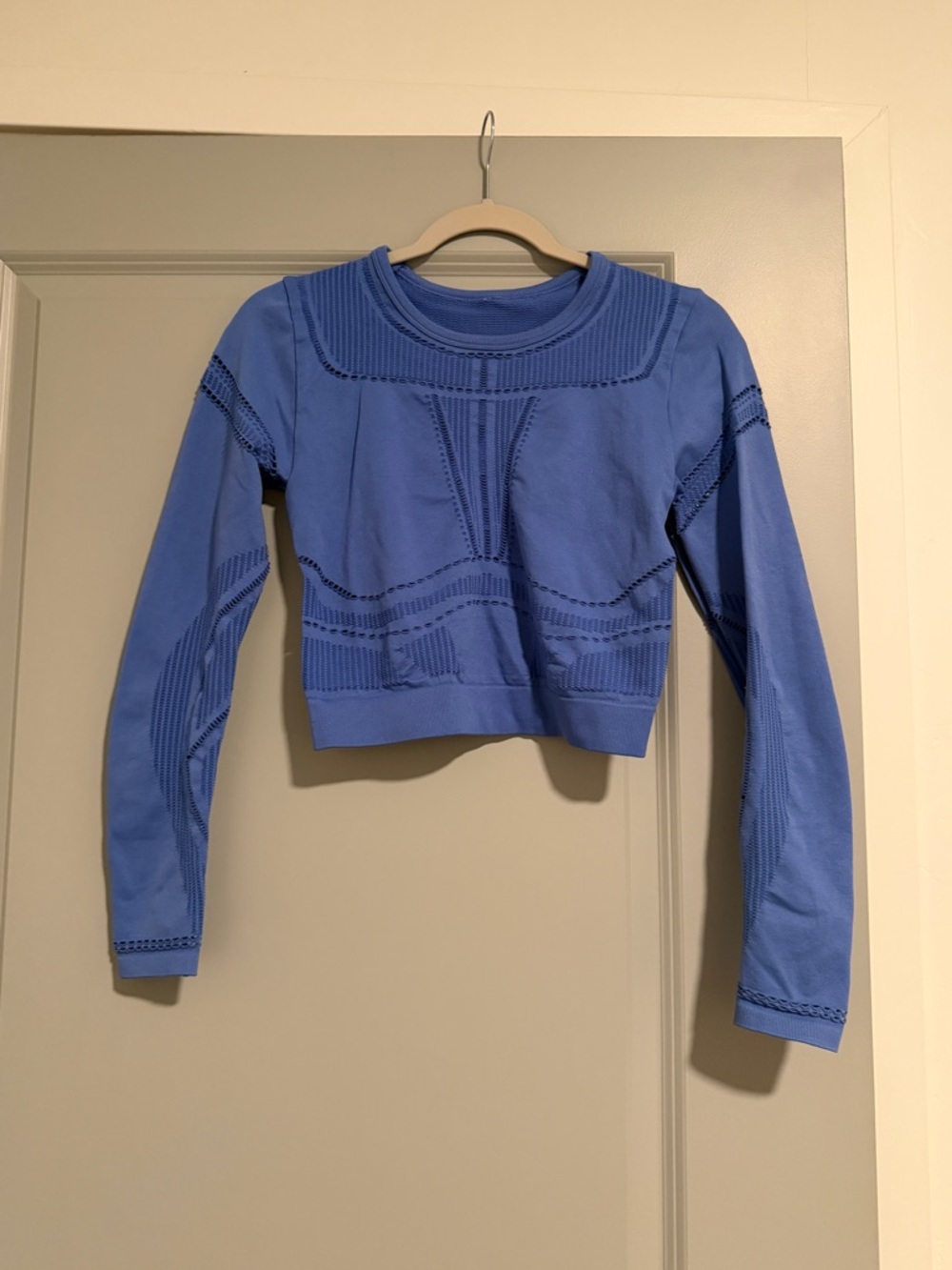 Blue Long Sleeve Workout Top